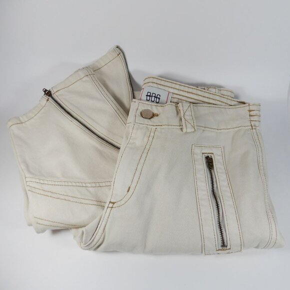 BDG Urban Outfitters Low Rise Tapered Moto Zipper JEANS Size 28 Ivory Denim NEW - Picture 13 of 13